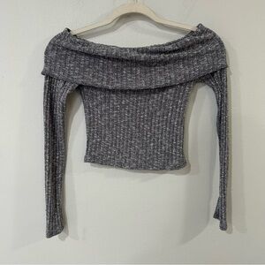 Urban Outfitters Gray Off-the-Shoulder Bodycon Sweater Women’s Size Small